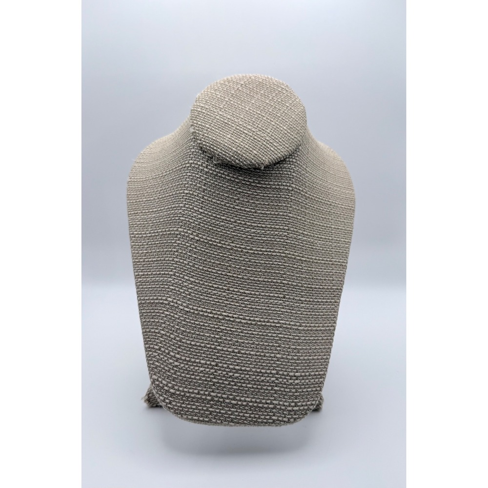 Beige Linen Fabric Necklace Display Bust‎ Stand Jewelry Holder Showpiece 9 in